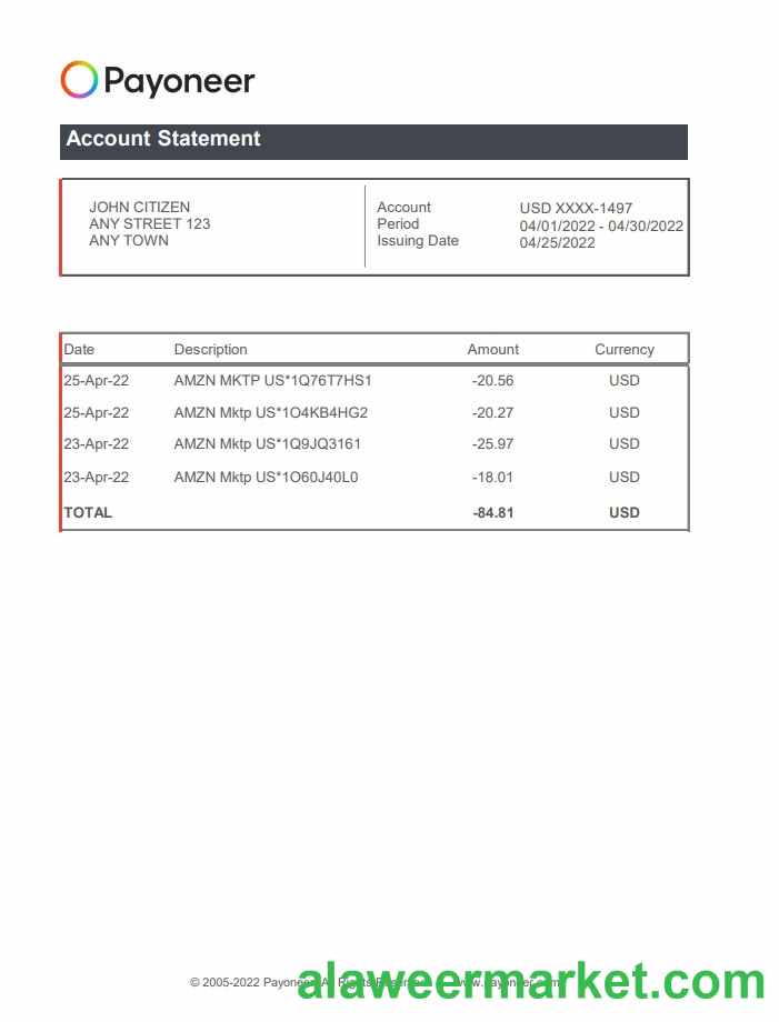 USA Payoneer xls